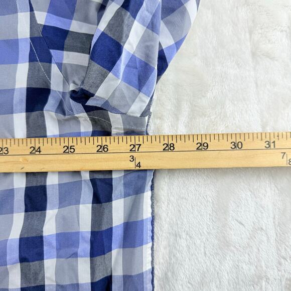 Roundtree & Yorke TravelSmart Button Down Shirt Men's 2X Long Sleeve Blue Plaid - Picture 4 of 5